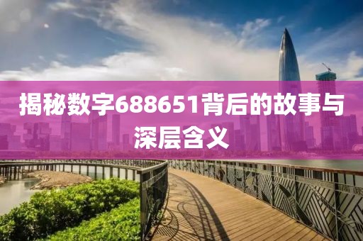 揭秘数字688651背后的故事与深层含义