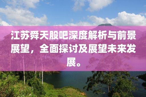 江苏舜天股吧深度解析与前景展望，全面探讨及展望未来发展。